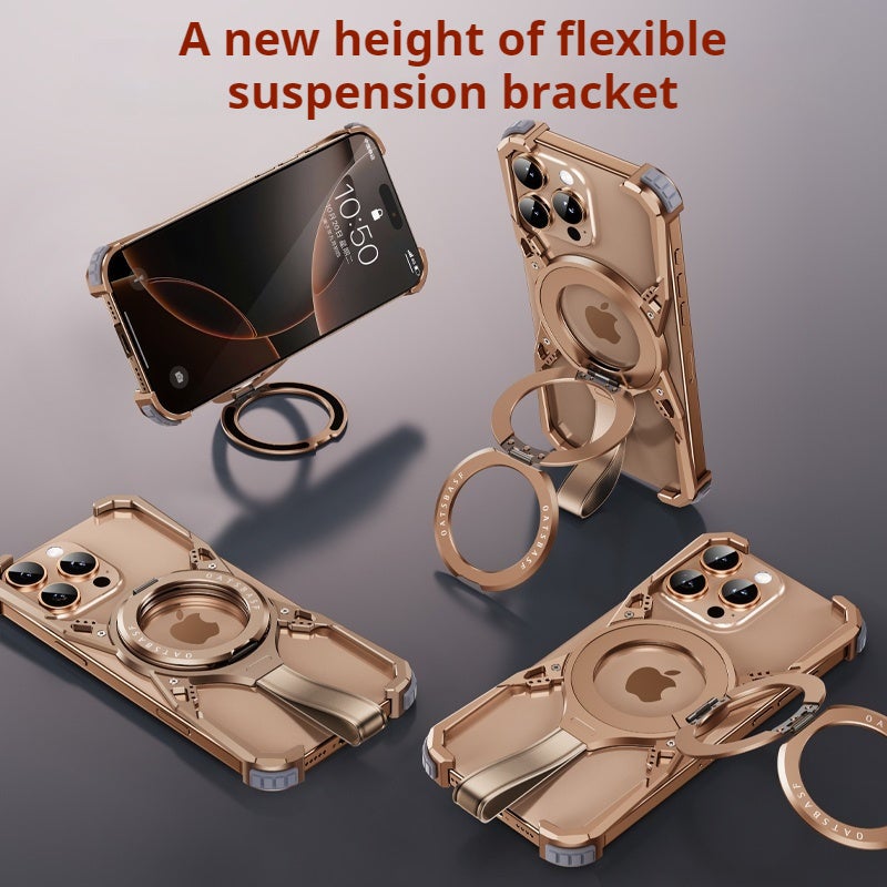 Mixed Color 1 Aluminum Alloy Case For IPhone 16 Pro With Rotating Ring Holder And Drop Protection - Image 3